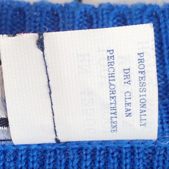 Vintage 80s Olympian Blue 100% Wool Sweater Large - Picture 6 of 12
